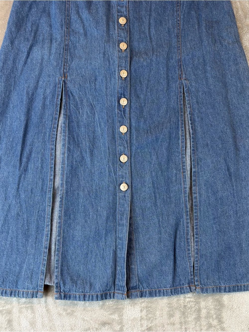 Newport News Vintage Denim Alma Button-Up Slit Maxi Skirt Wmn’s 8 - Picture 4 of 12